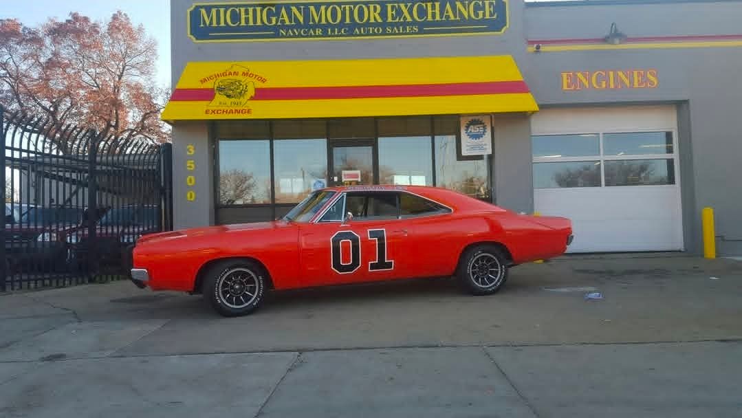 A red Dodge Charger with 