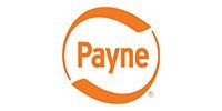 Payne logo in orange with stylized circular swoosh on a white background