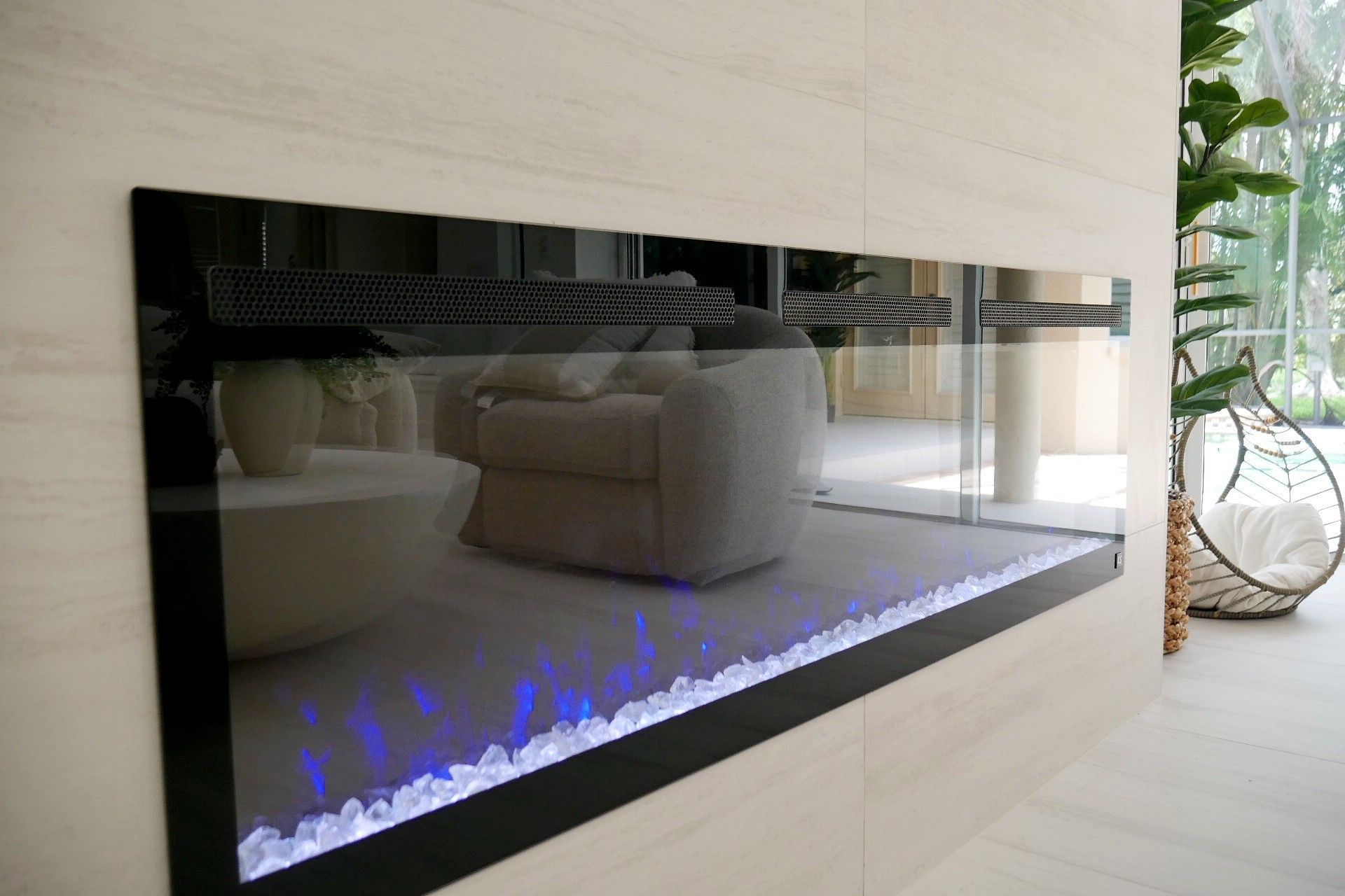 Fireplace in the wall of a living room