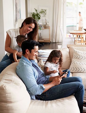 Family relaxing at home