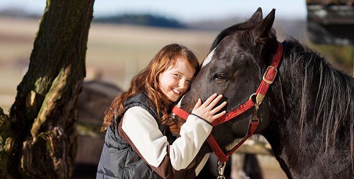 Girl hugging a horse