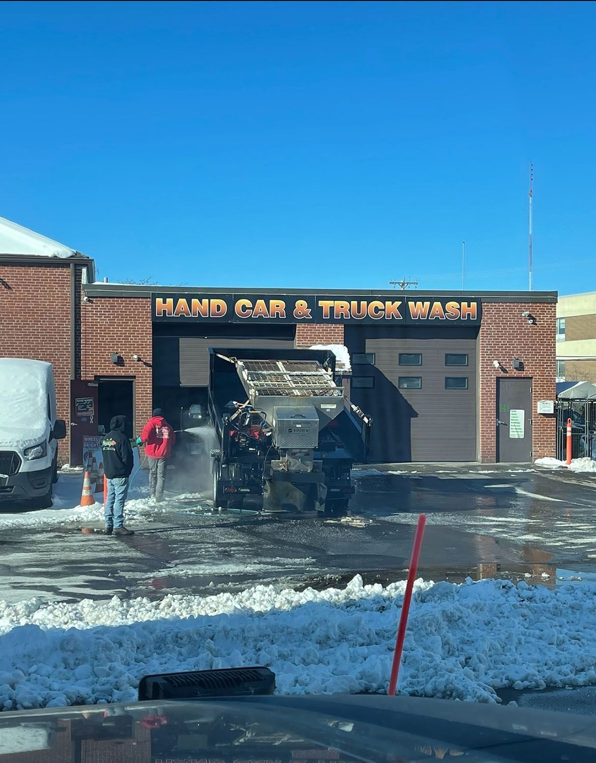 Truck being washed