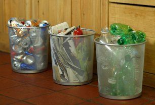 Soft drinks cans, paper and plastic bottles