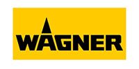 The Wagner logo, featuring black, bold, capitalized text on a bright yellow rectangular background.