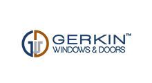 Gerkin Windows & Doors logo in blue and orange on white background