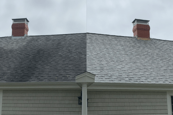 roof cleaning before and after