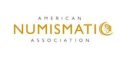 American Numismatic Association logo in gold and gray text on a white background