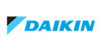 Daikin logo: A blue triangle with a black triangle on top, followed by the word
