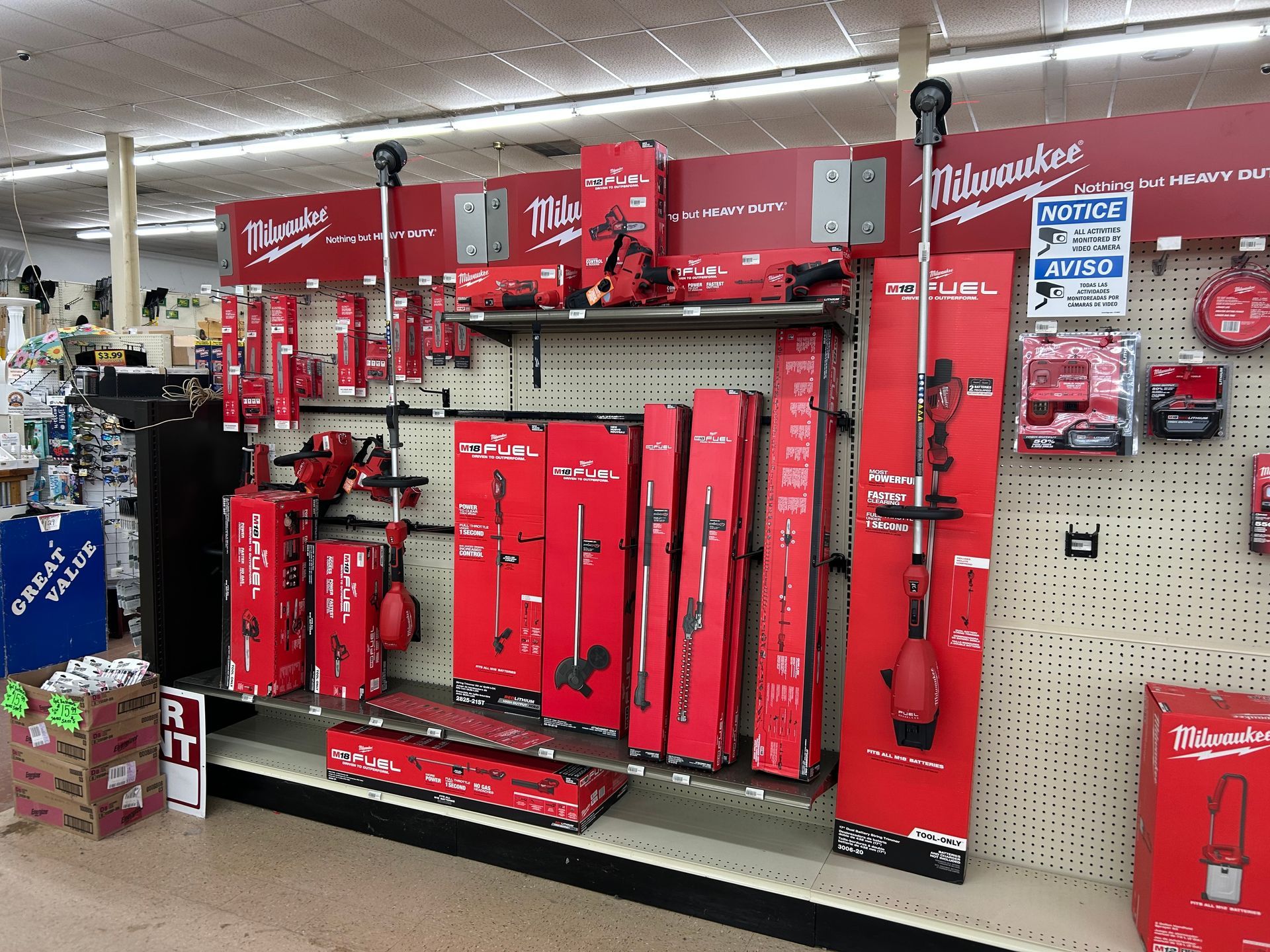 A display of milwaukee tools in a store