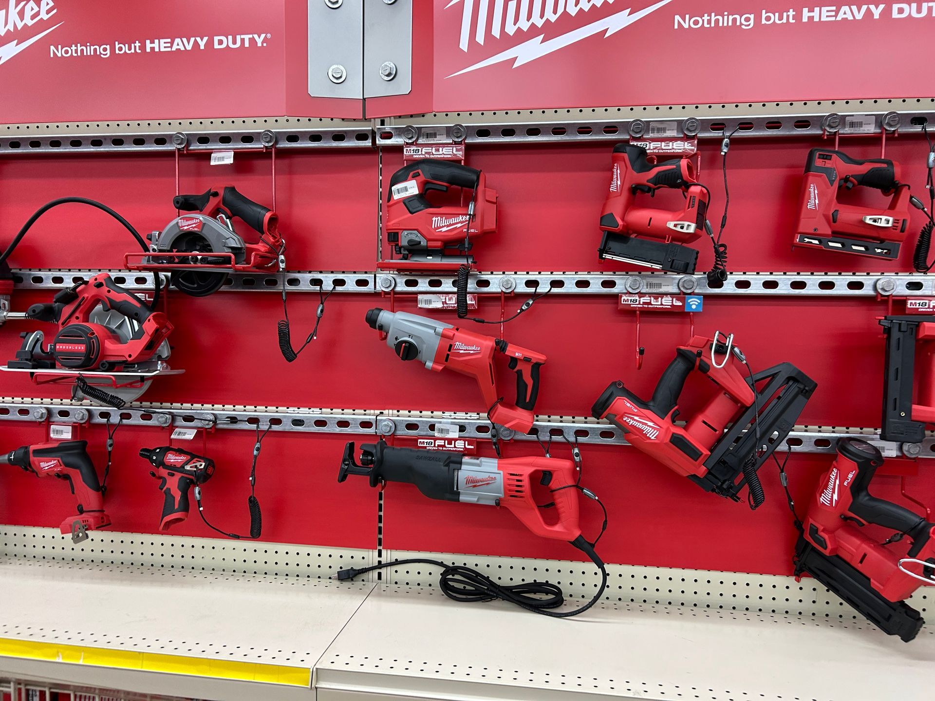 A display of milwaukee tools in a store