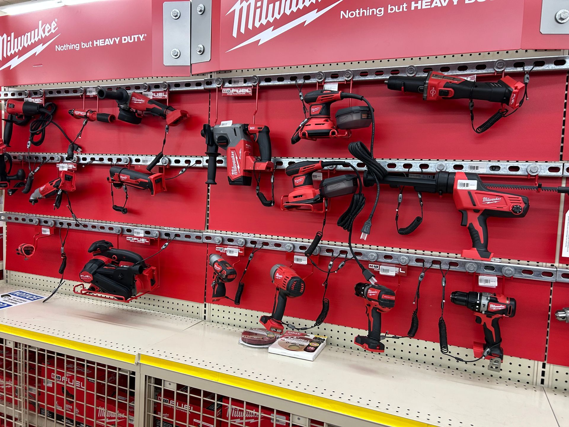 A display of milwaukee tools in a store