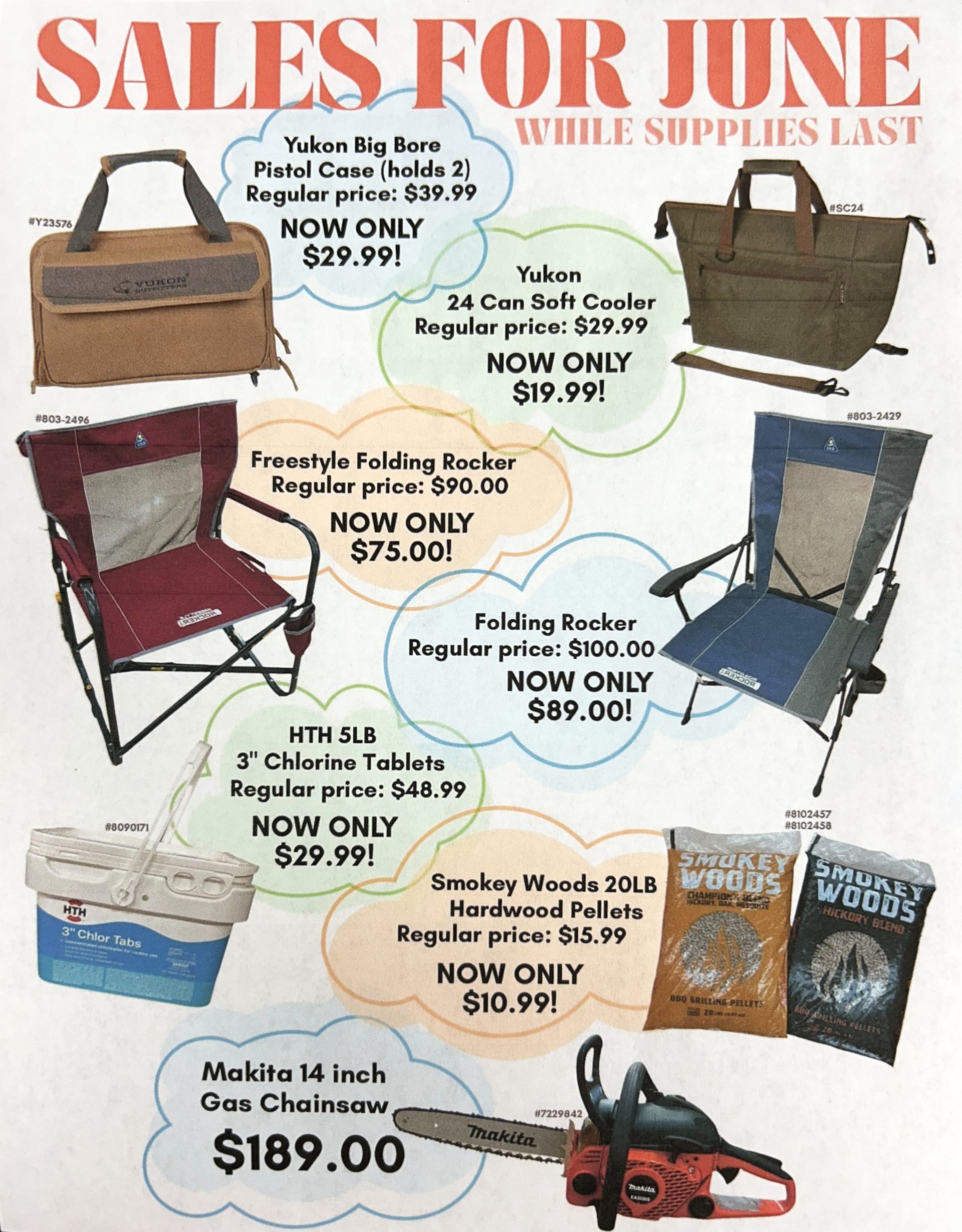 A flyer for sales for june while supplies last