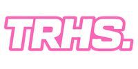 Pink outlined “TRHS” logo on a white background.