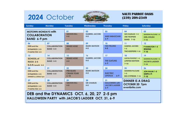 live-entertainment-schedule-nauti-parrot-oasis