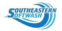 Logo for Southeastern Softwash, blue text and wave design.