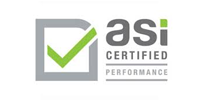 ASI Performance Certified logo with a gray square containing a green checkmark next to the text