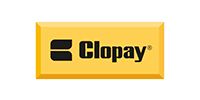 Clopay logo on a yellow background