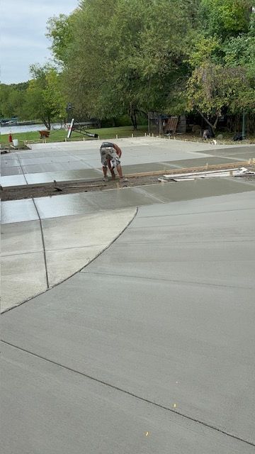 completed concrete driveway viewed close-up