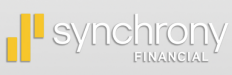 A white and yellow logo for synchrony financial