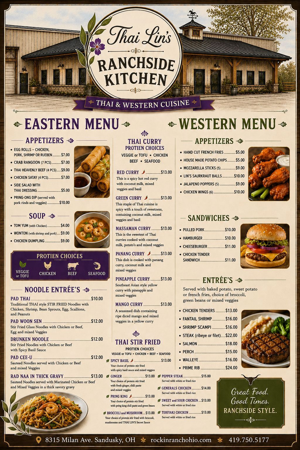 Thai Lin's Ranchside Kitchen Menu