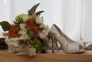 Wedding flowers and shoe