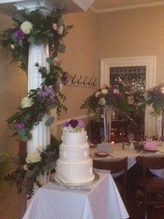 Wedding flowers on pillars