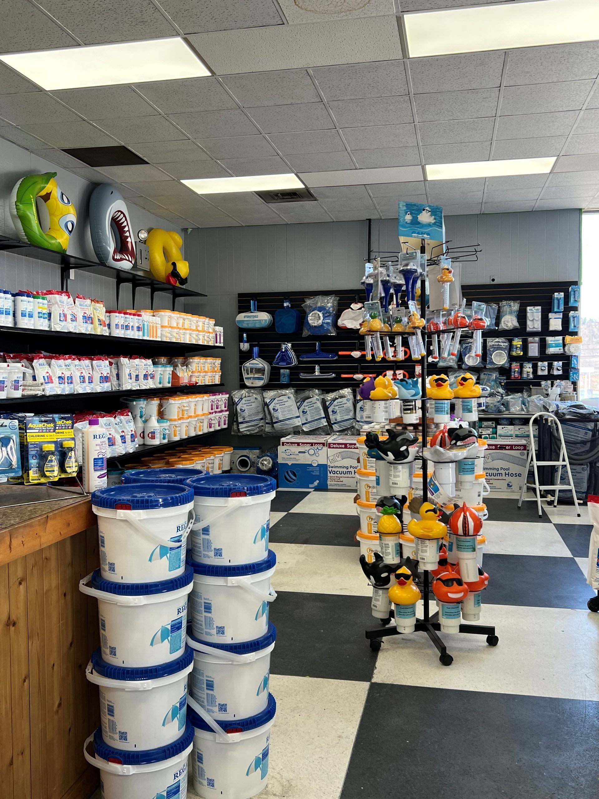 Pool products inside the store