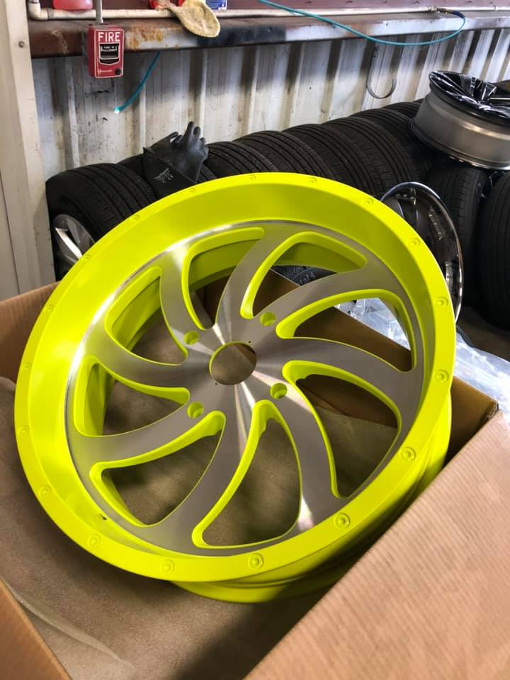 Powder coating wheel