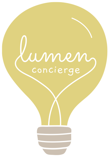A light bulb with the words Lumen Concierge written on it