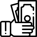 A hand is holding a bunch of money in its hand.