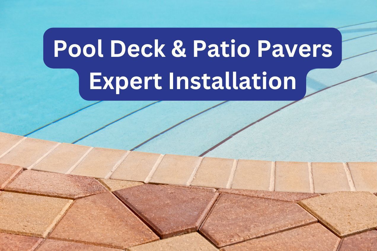 Pool deck and patio pavers expert installation over a poolside patio