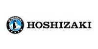 Hoshizaki logo: a penguin and icebergs in a blue circle with the word