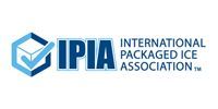 Logo for the International Packaged Ice Association: blue box with checkmark,