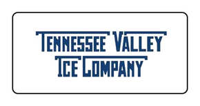Tennessee Valley Ice Company logo in blue text on a white rectangle.