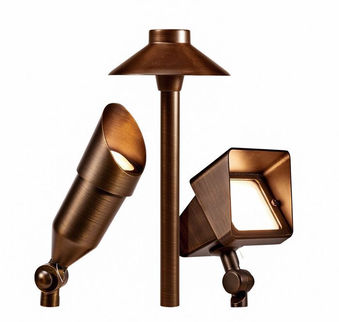 Three different types of lights on a white background