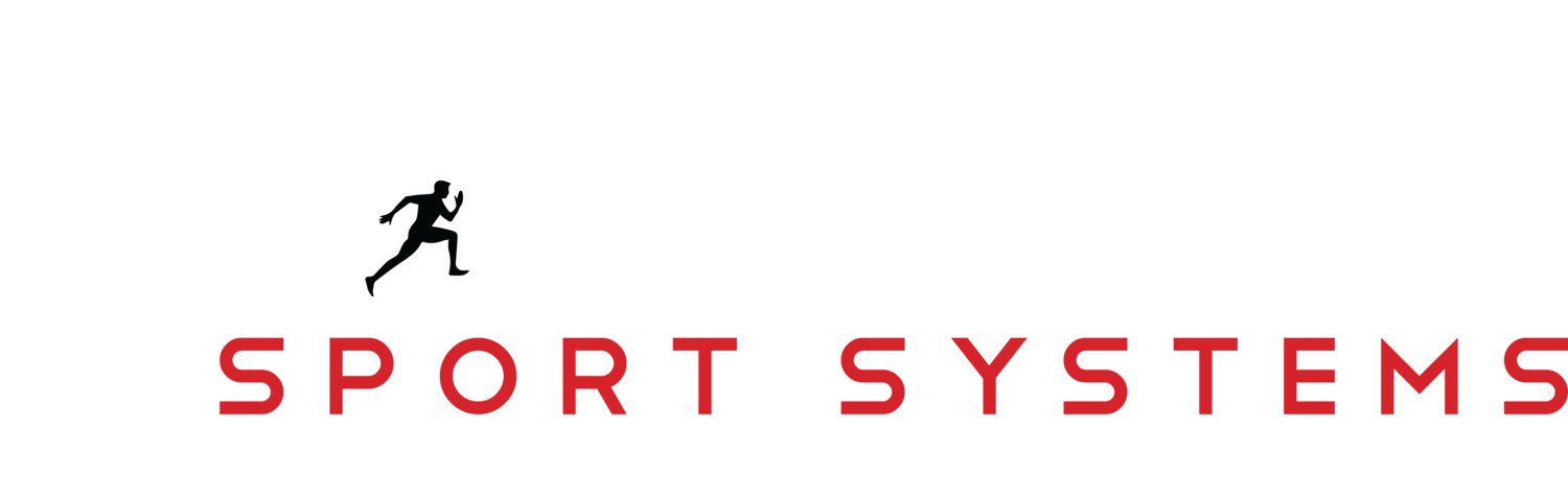 Sport Systems logo in red text with a small black running figure above it.