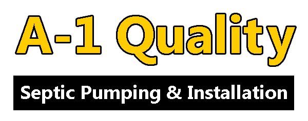 Yellow text "A-1 Quality" over "Septic Pumping & Installation" in a black rectangle.