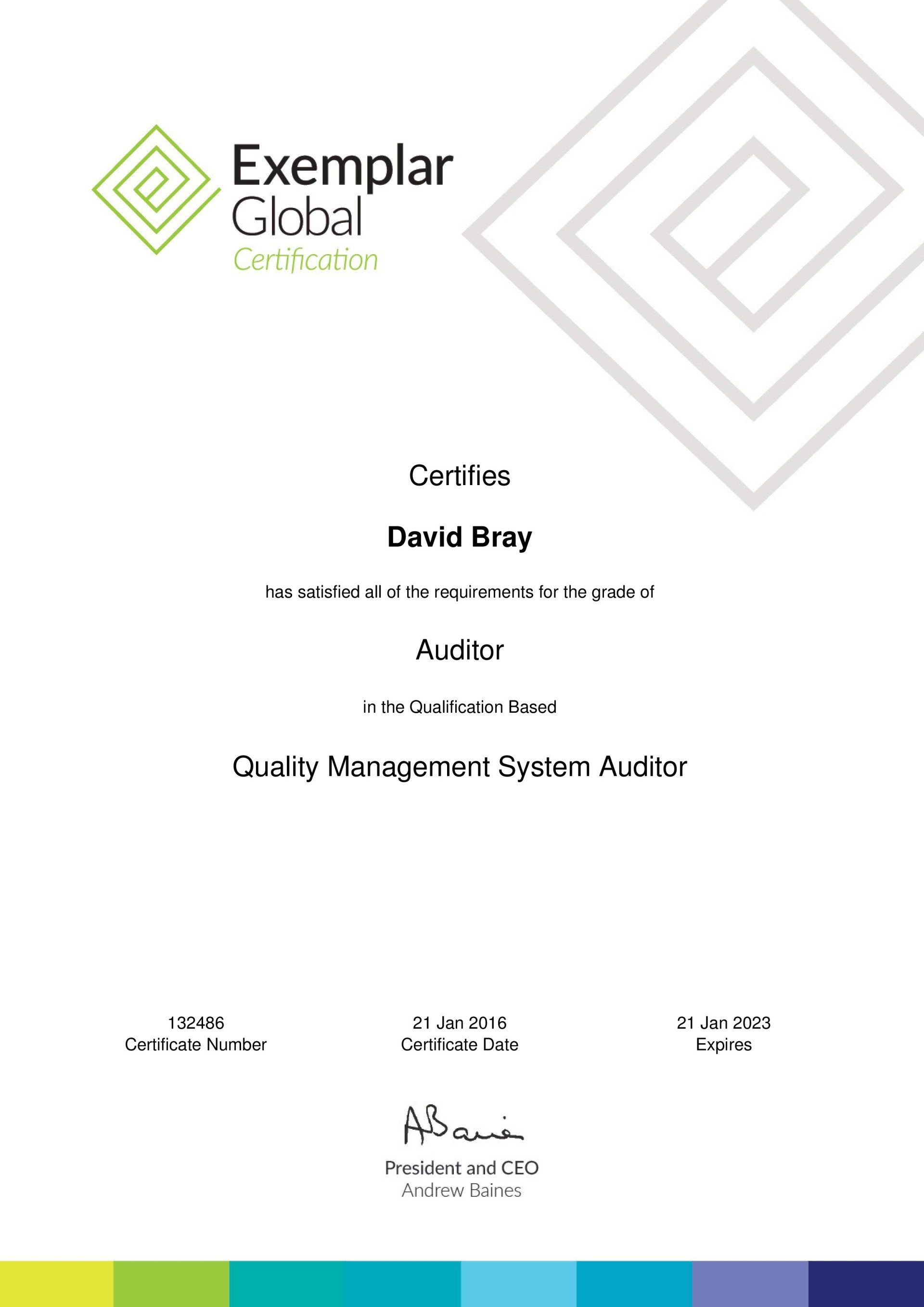 Exemplar Global Certification