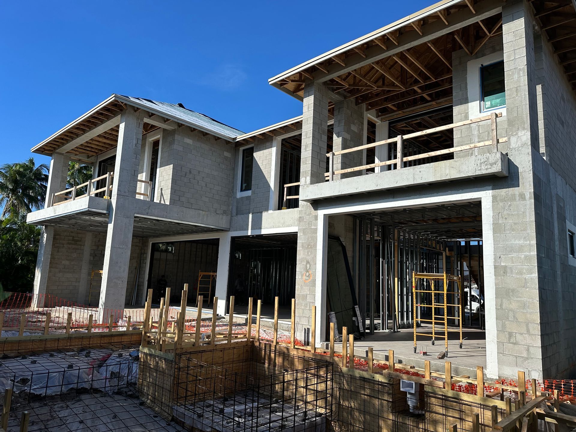 A house with a lot of windows and a staircase