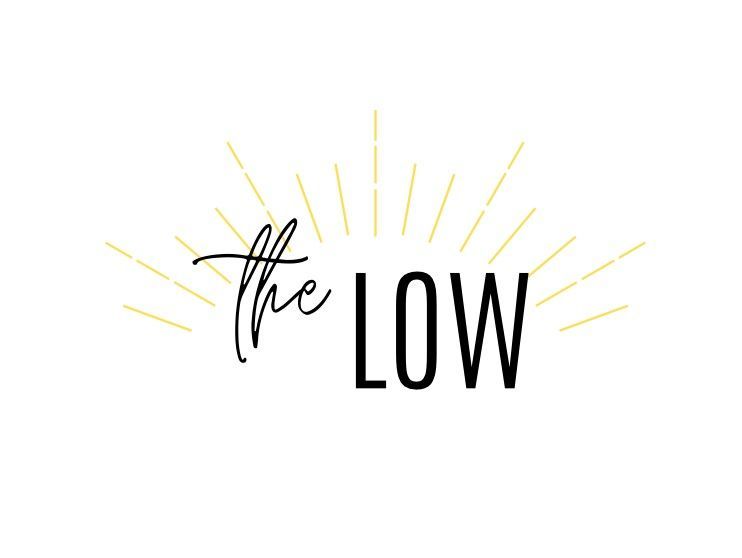 A black and white logo for the low on a white background.
