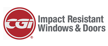 Cgi impact resistant windows and doors logo on a white background