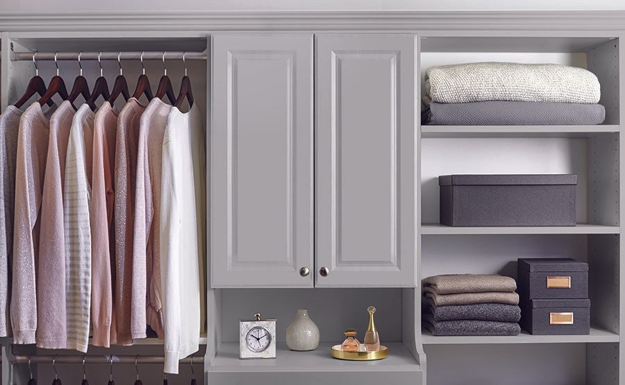 gray colored melamine closet