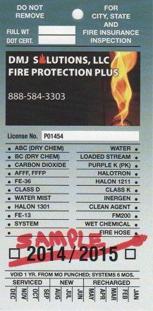 DMJ Fire Protection - Fire Extiguisher Validation card SAMPLE 001