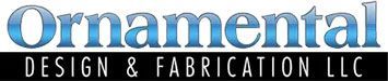 Ornamental Design & Fabrication LLC logo in blue and white text