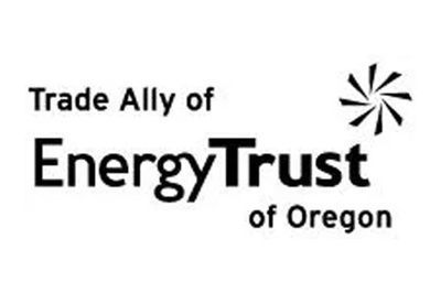 Trade Ally of EnergyTrust of Oregon logo with black text and starburst icon on white background
