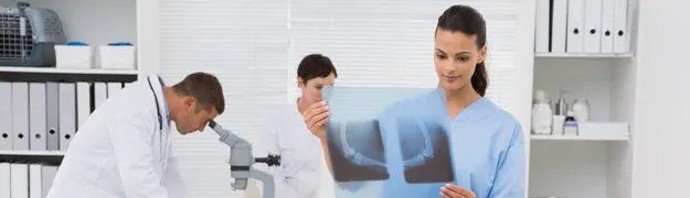 Woman checking x-ray