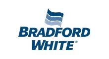 Bradford White logo in blue with a stylized wave icon