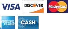 Visa, Discover, MasterCard, American Express, Cash