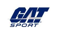 GAT Sport logo with blue and silver lettering on a white background.