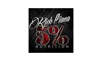 Logo for Rich Piana 5% Nutrition, featuring white script and a red 